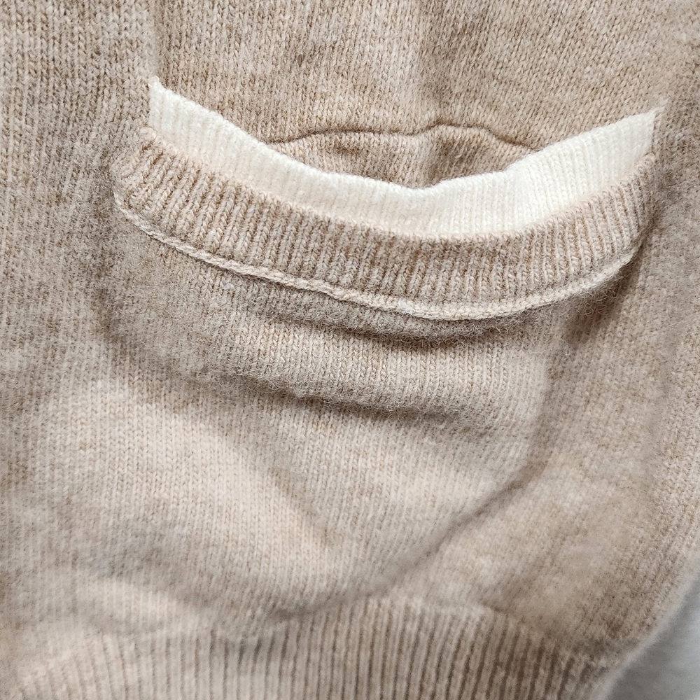 J.CREW CASHMERE/WOOL V-NECK tan/cream  LONG SLEEVE CARDIGAN SWEATER S - Picture 4 of 8